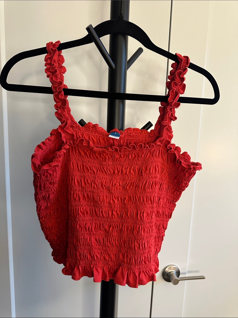 Old Navy Red Smocked Ruffle Camisole